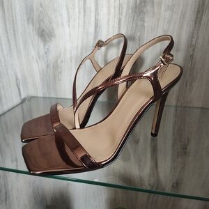 Calvin Klein Women's Metallic Brown Bronze Slingback Stiletto Sandals SZ 7.5